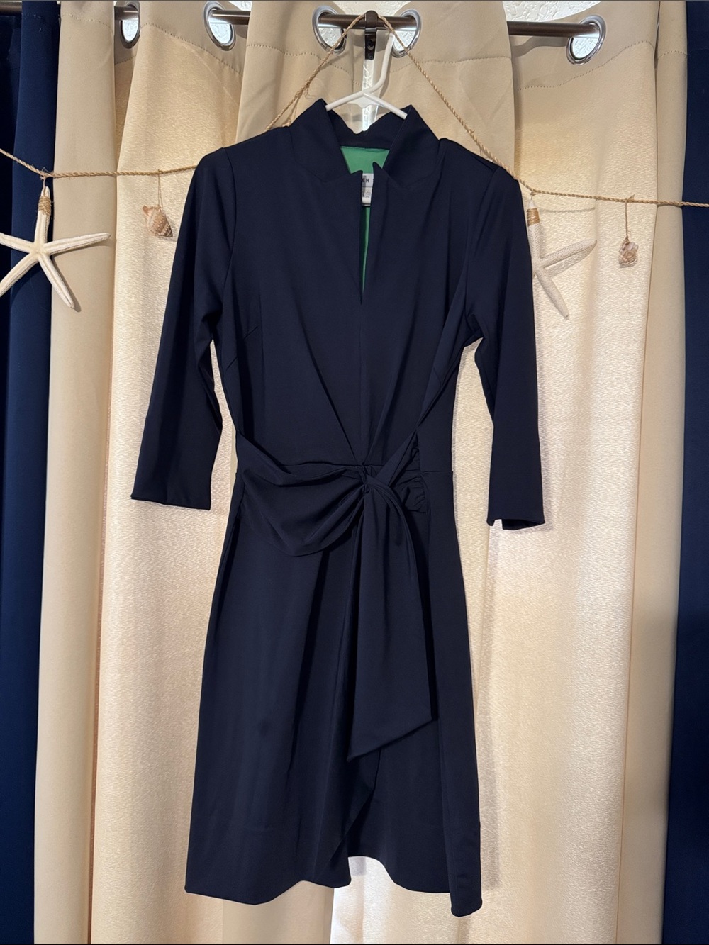 Gretchen Scott Women's Navy Front Tie-Waist  Midi Dress